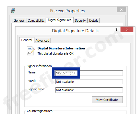 Screenshot of the Shd Vougpe certificate